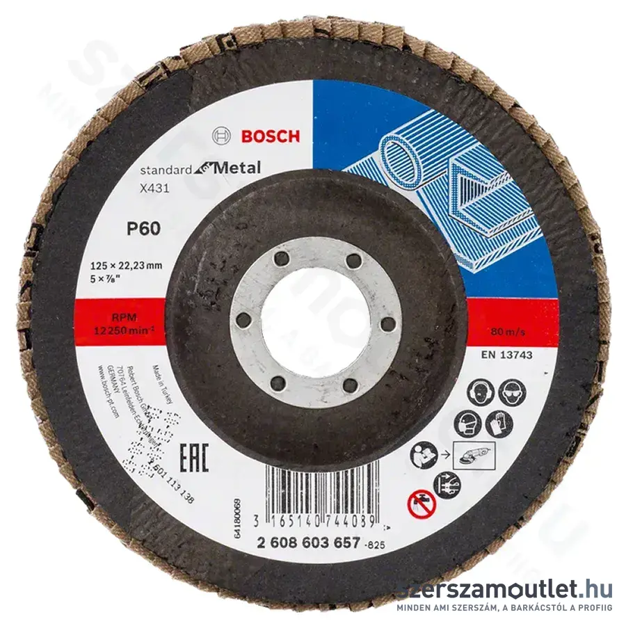 BOSCH Standard for Metal X431 Alox legyezőtárcsa 125x22,23mm/P60