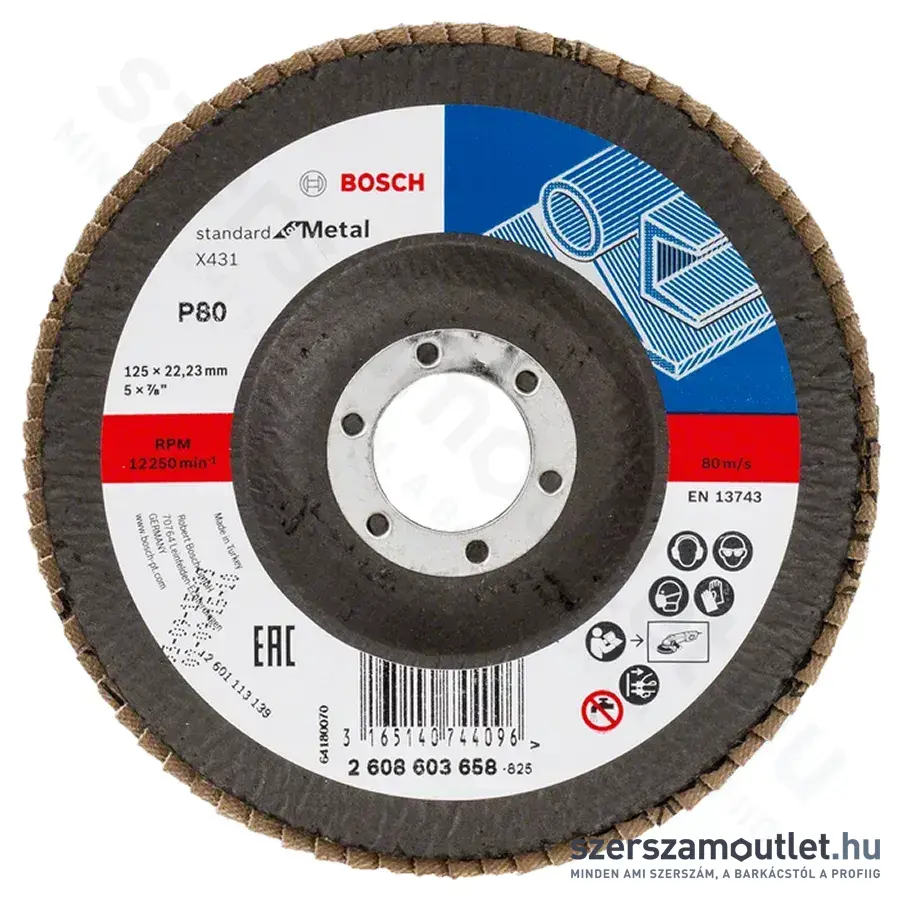 BOSCH Standard for Metal X431 Alox legyezőtárcsa 125x22,23mm/P80