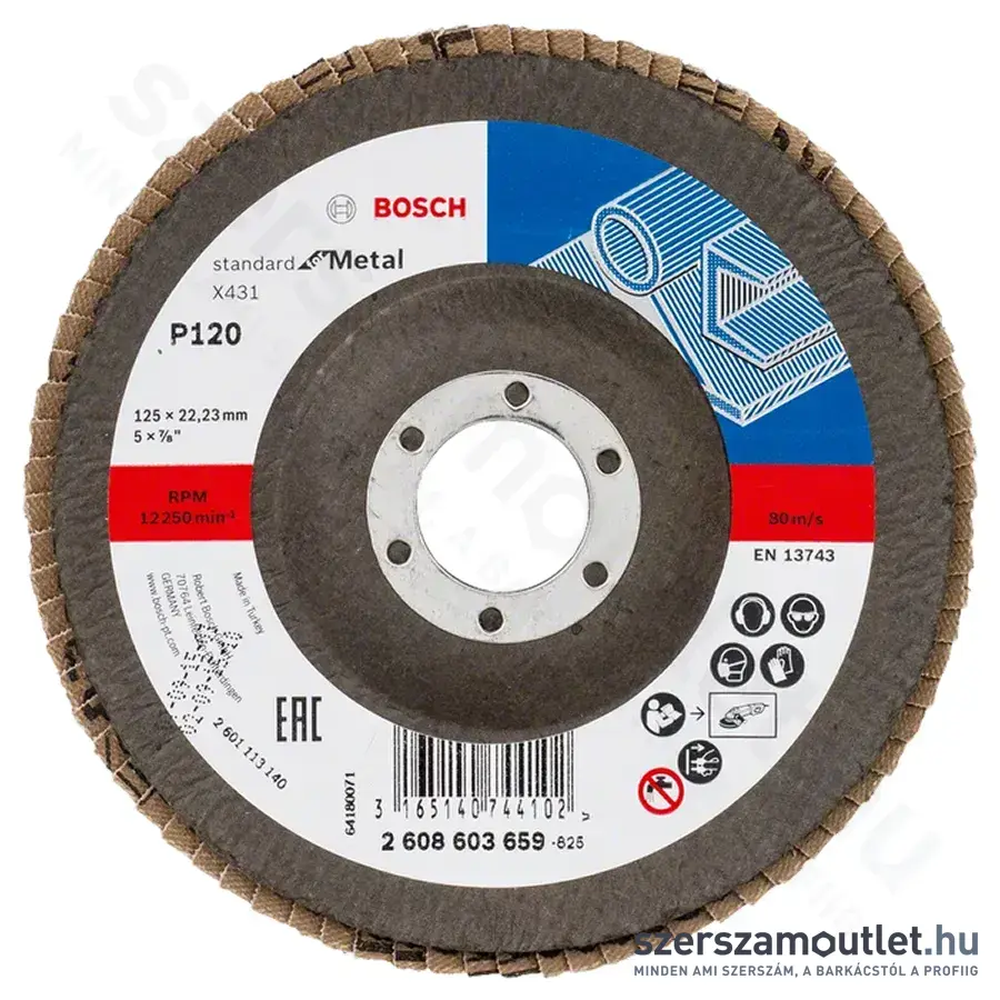 BOSCH Standard for Metal X431 Alox legyezőtárcsa 125mm/P120