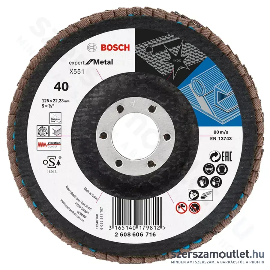 BOSCH Expert for Metal X551 Zirkon legyezőtárcsa 125x22,23mm/P40