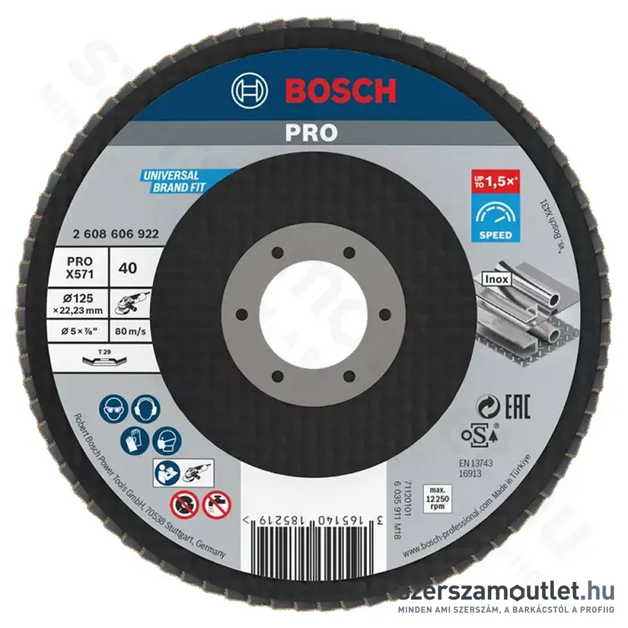 BOSCH Best for Metal X571 Zirkon legyezőtárcsa 125x22,23mm/P40