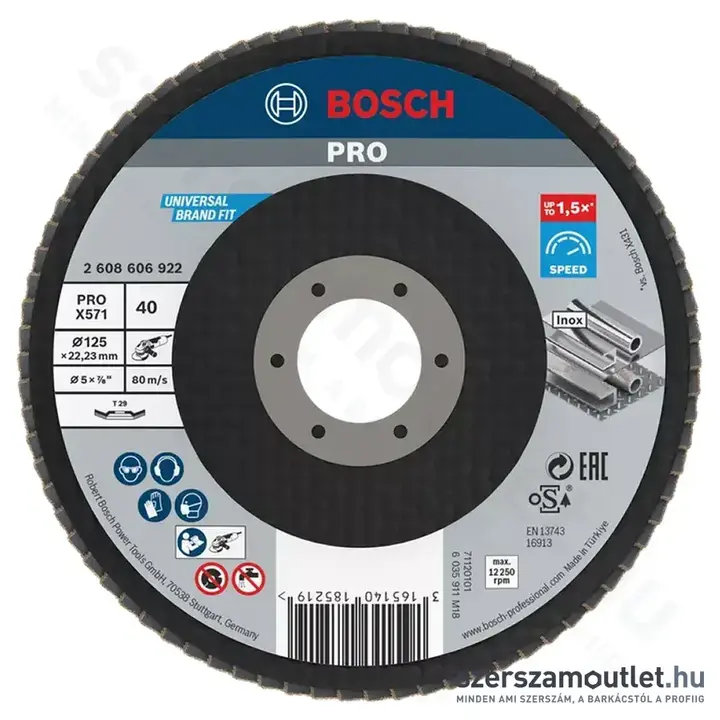 BOSCH Best for Metal X571 Zirkon legyezőtárcsa 125x22,23mm/P40