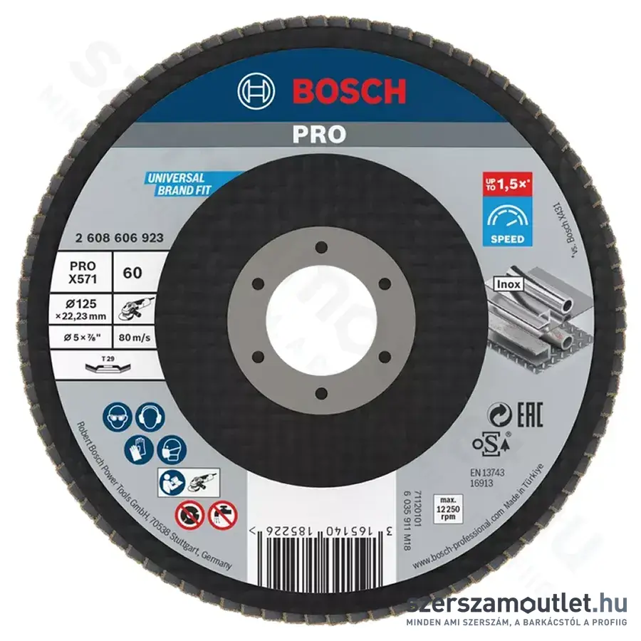 BOSCH Best for Metal X571 Zirkon legyezőtárcsa 125x22,23mm/P60