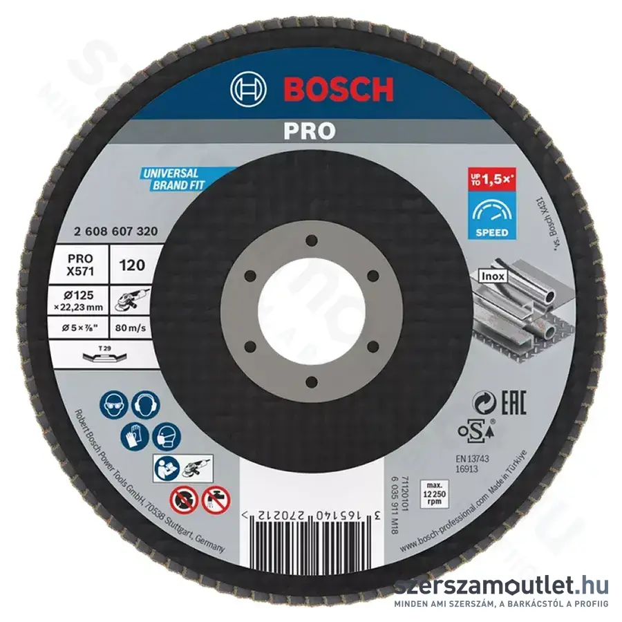 BOSCH Best for Metal X571 Zirkon legyezőtárcsa 125x22,23mm/P120