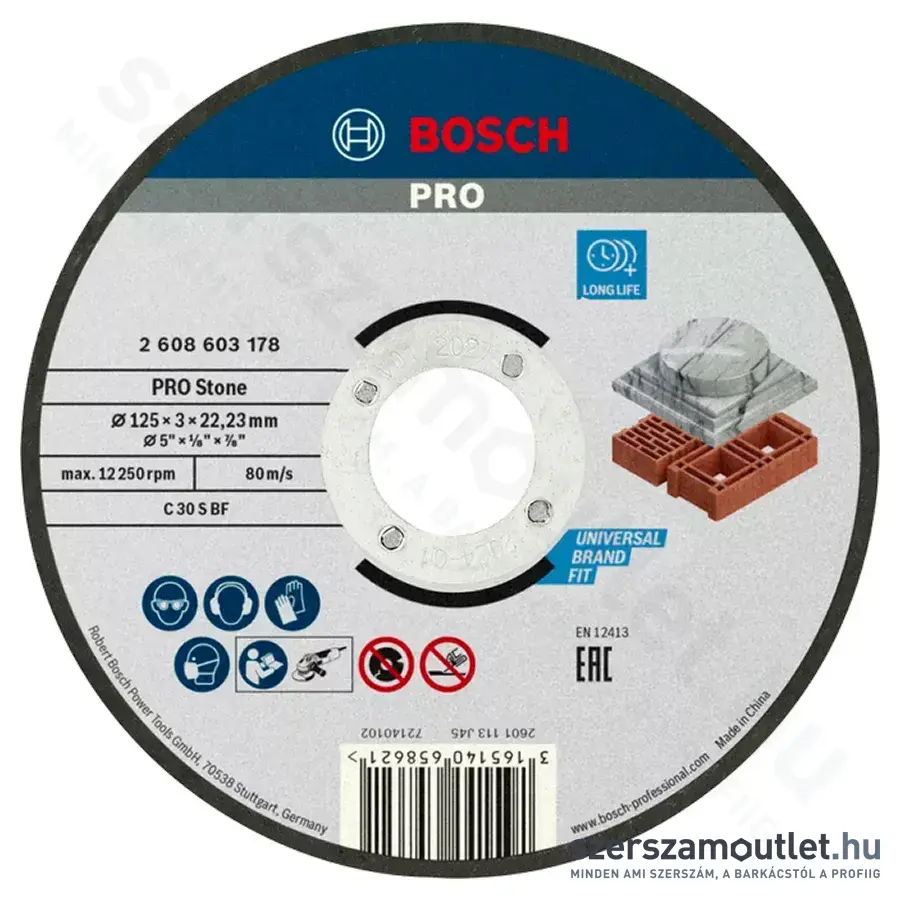 BOSCH Standard for Stone egyenes vágókorong 125x2,5x22,23mm