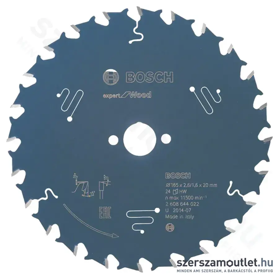 BOSCH Expert for Wood körfűrészlap 165x2,6/1,6x20mm T24 (2608644022)