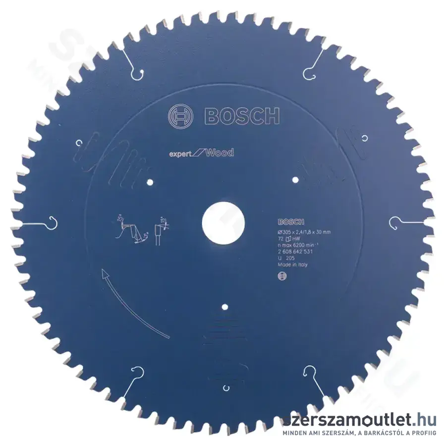BOSCH Expert for Wood körfűrészlapok leszabó és gérvágó fűrészekhez, 305x2,4/1,8x30mm 72 fog