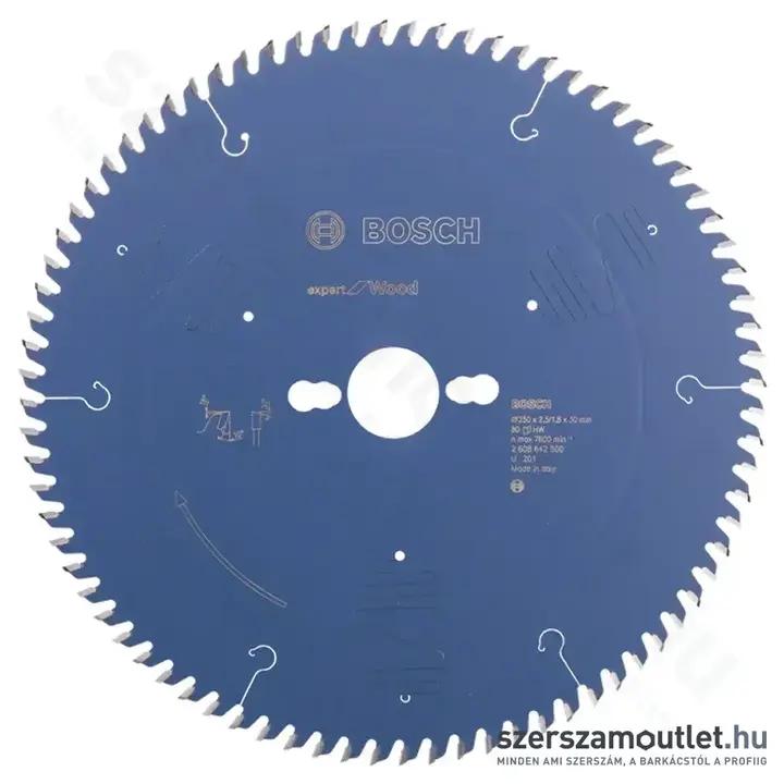 BOSCH Expert for Wood körfűrészlap asztali fűrészekhez 250x2,5/1,8x30mm 80 fog