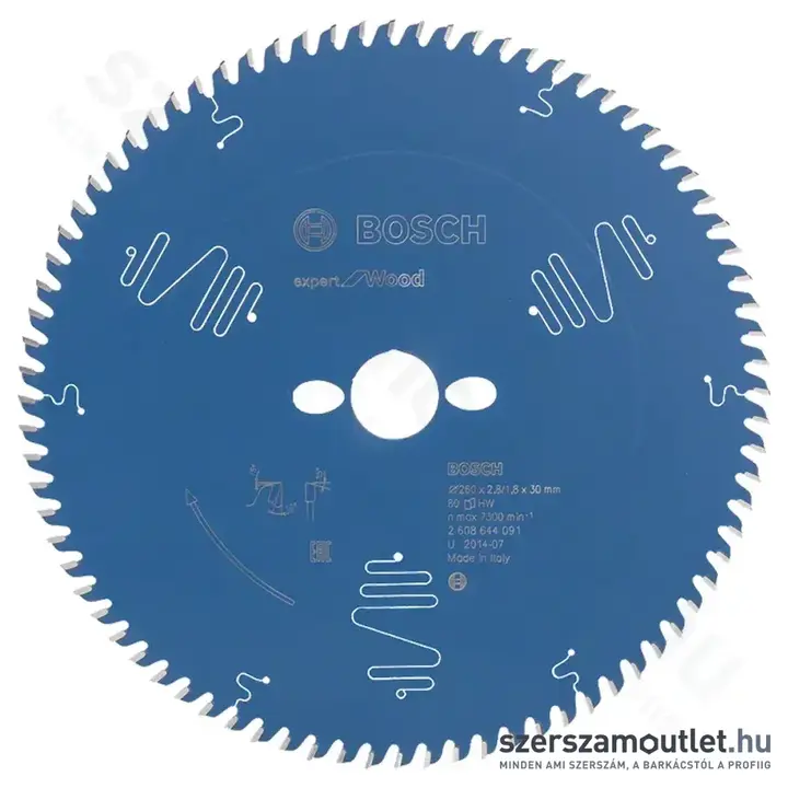 BOSCH Expert for Wood körfűrészlap asztali fűrészekhez 260x2,8/1,8x30mm T80 (2608644091)