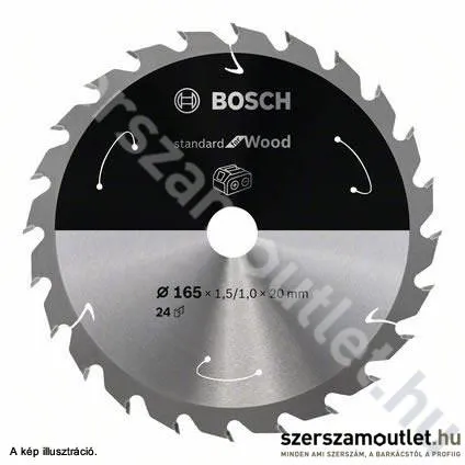 BOSCH Standard for Wood körfűrészlap akkumulátoros fűrészekhez 165x10mm 24 fog