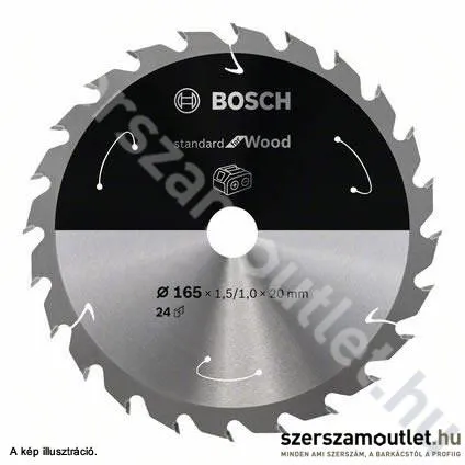 BOSCH Standard for Wood körfűrészlap akkumulátoros fűrészekhez 165x20mm 12 fog