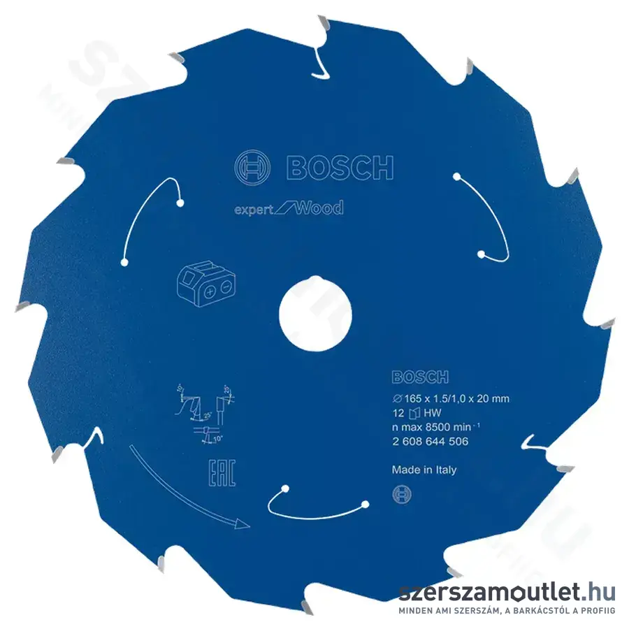 BOSCH Expert for Wood körfűrészlap akkumulátoros fűrészekhez 165x1,5/1,1x20mm 12 fog