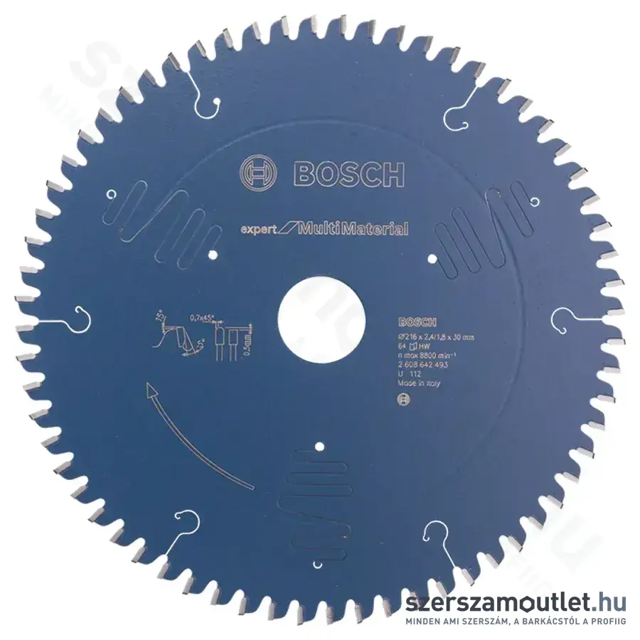 BOSCH Expert for MultiMaterial körfűrészlap gérvágó fűrészekhez 216x2,4/1,8x30mm 64 fog TCG