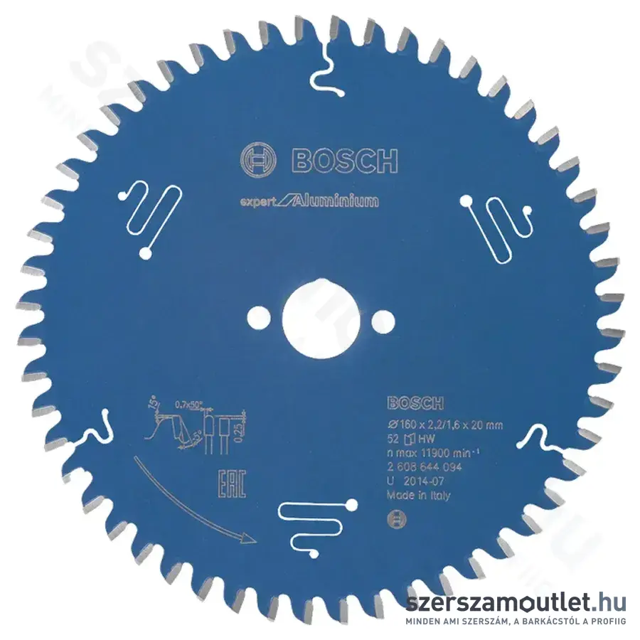 BOSCH HLTCG Expert for Aluminium körfűrészlap kézi fűrészekhez 160x2,2/1,6x20mm T52 (2608644094)
