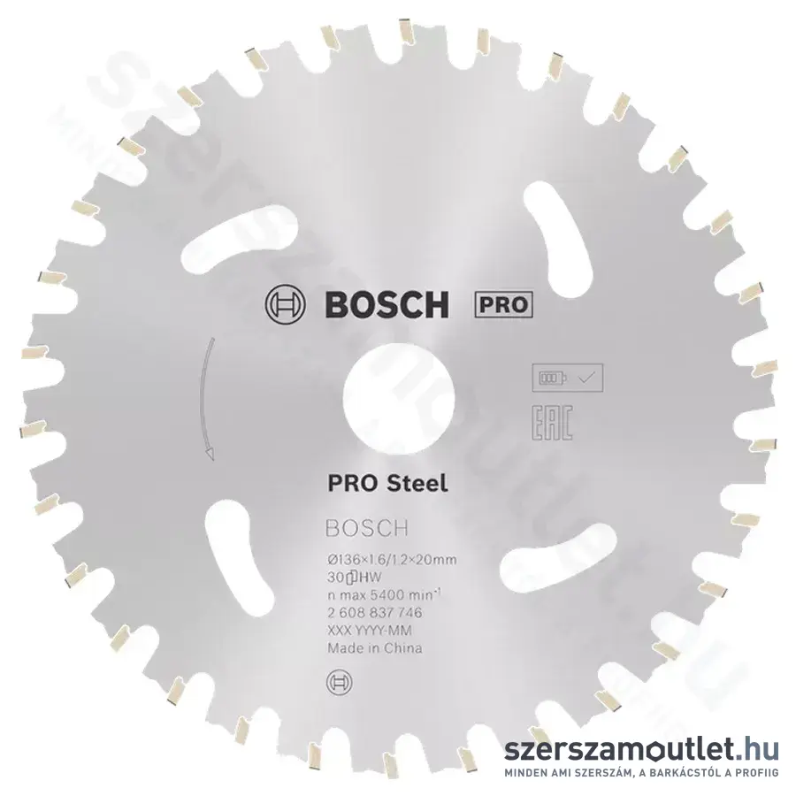 BOSCH Standard for Steel körfűrészlap akkumulátoros fűrészekhez 136x1,6/1,2x20 T30 (2608837746)