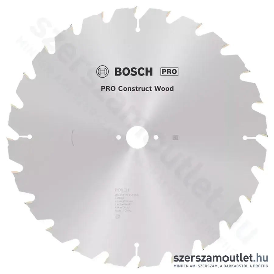 BOSCH Construct Wood szögálló körfűrészlap asztali körfűrészekhez 350x3,5/2,5x30mm 24 fog