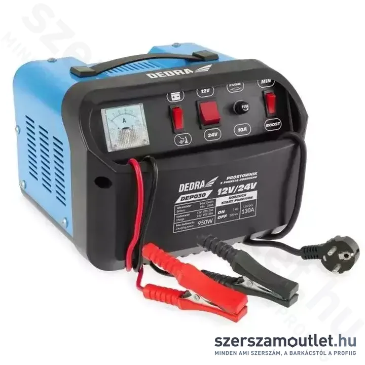 DEDRA Akkumulátortöltő egyenirányú indítás funkcióval (12/24V - 350Ah) (DEP030)