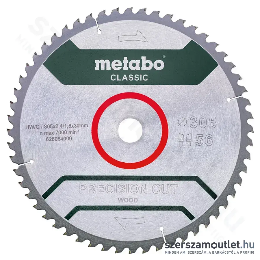 METABO Precision cut wood classic Körfűrészlap Z56 WZ/5° NEG 305x2,4x30mm (628064000)