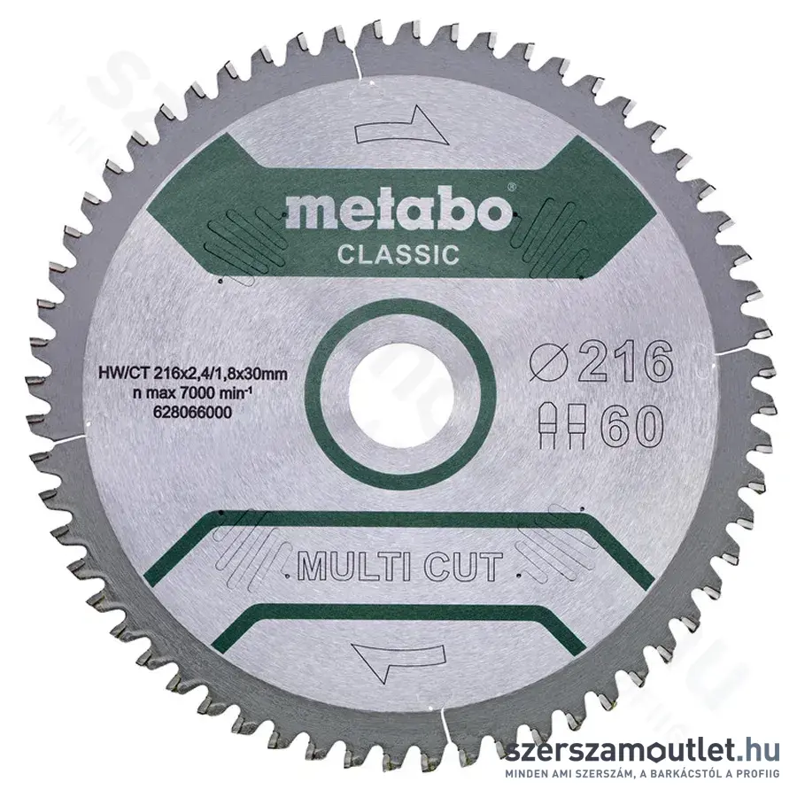 METABO MULTI CUT CLASSIC Körfűrészlap 60 FZ/TZ/5° neg 216x2,4x30mm (628066000)