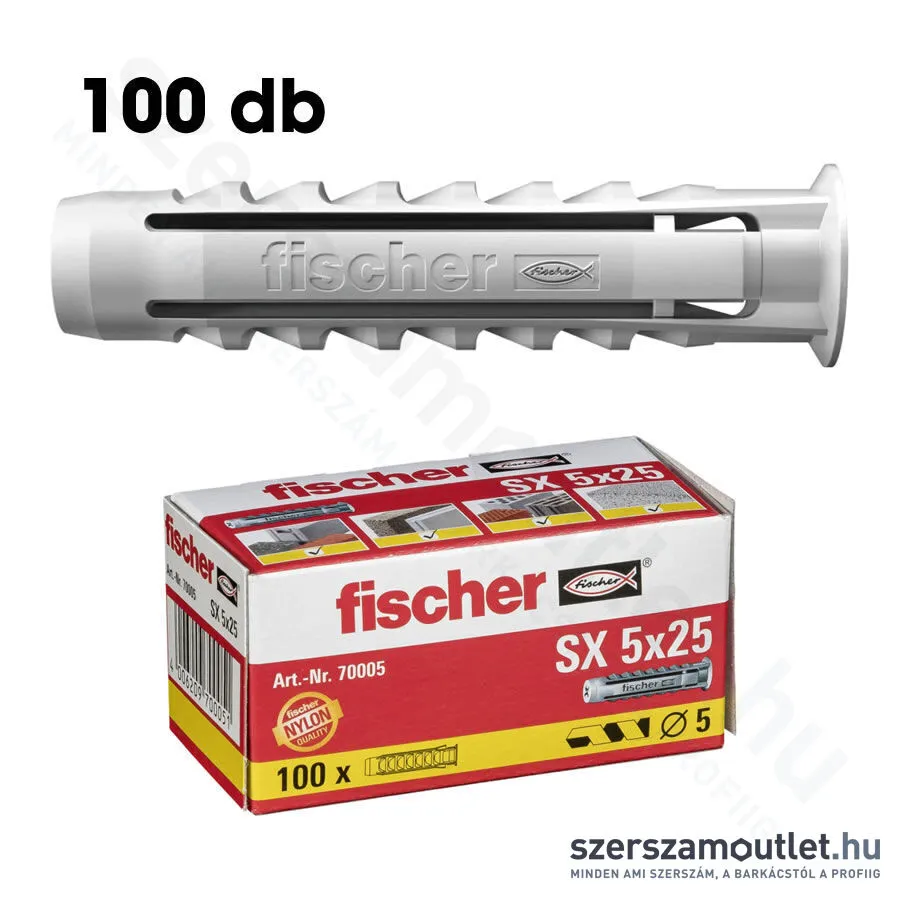 FISCHER SX Műanyag dübel 5x25mm peremmel [100db/doboz] (70005)