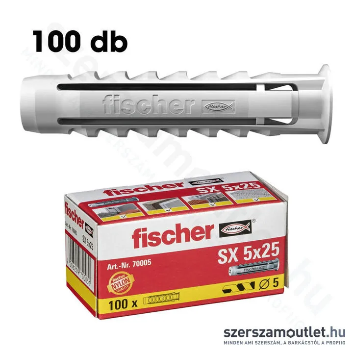 FISCHER SX Műanyag dübel 5x25mm peremmel [100db/doboz] (70005)
