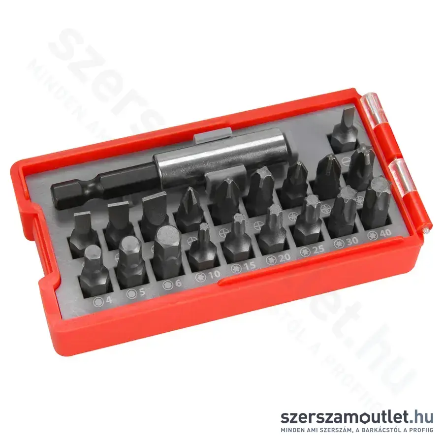 EXTOL Bitkészlet 20 részes + bittartó (SL+PZ+PH+TORX+HEX)