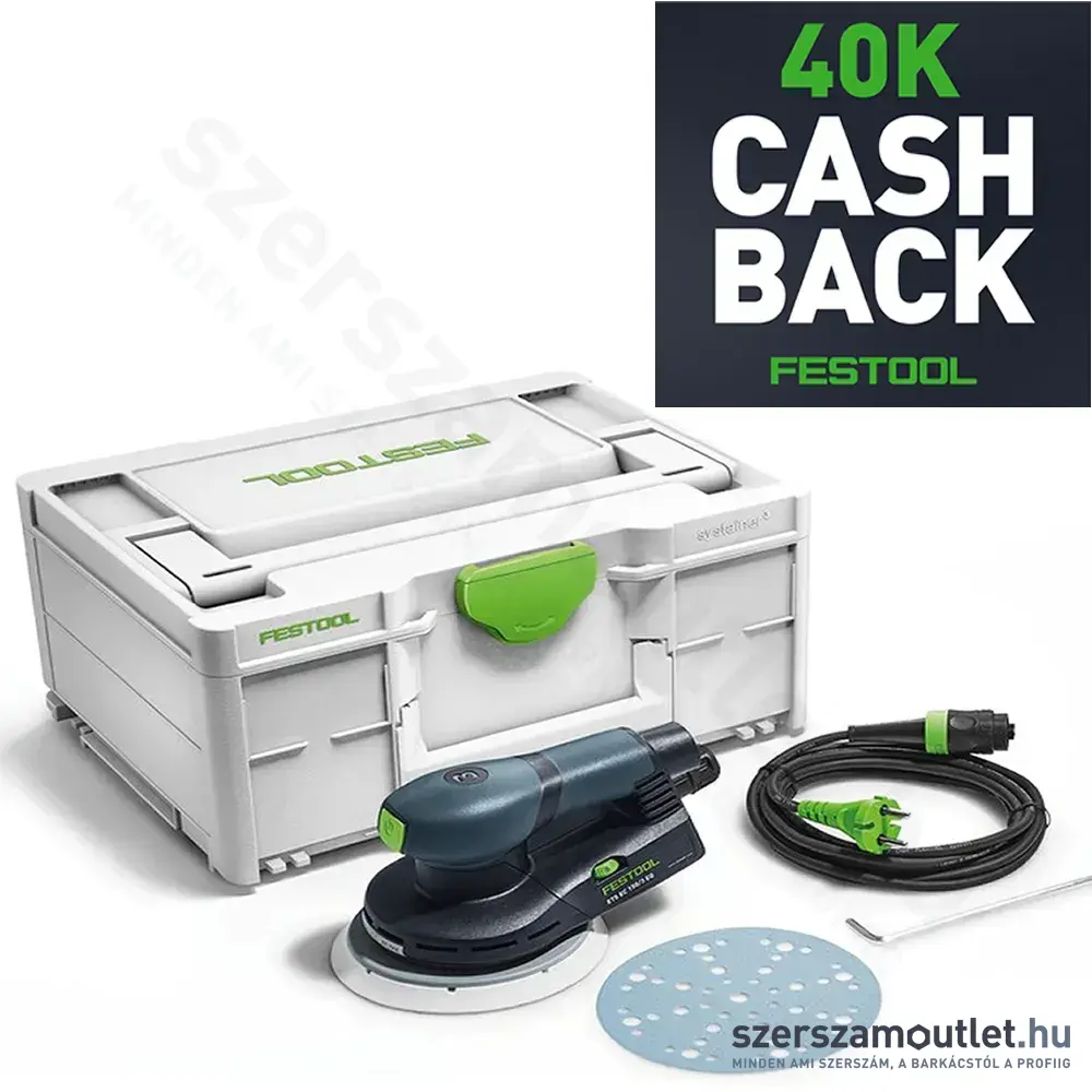 FESTOOL ETS EC 150/3 EQ-Plus excentercsiszoló Systainer-ben (400W/150mm)