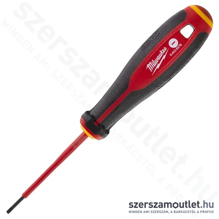 MILWAUKEE VDE szigetelt csavarhúzó lapos SL 0,4x2,5x75mm (4932464034) (4932478712)