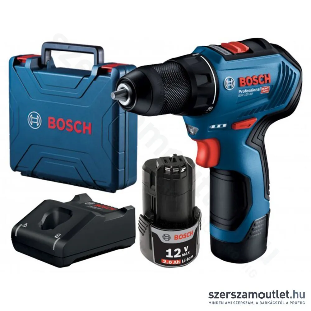 BOSCH GSR 12V-30 Akkus fúró-csavarbehajtó szénkefementes, kofferben (2x2,0Ah/12V) (06019G9000)