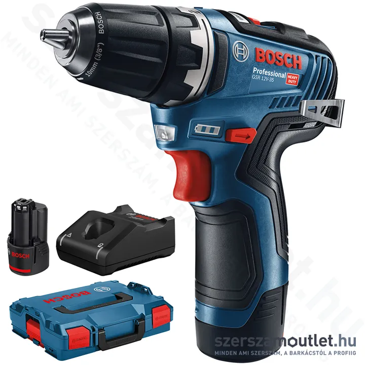 BOSCH GSR 12V-35 Akkus fúró-csavarbehajtó szénkefementes, L-Boxxban (2x3,0Ah/12V) (06019H8002)