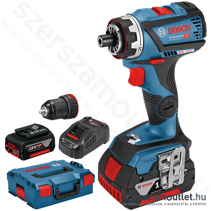 BOSCH GSR 18V-60 FC Akkus fúró-csavarbehajtó szénkefementes, L-Boxxban (2x5,0Ah/18V) (06019G7101)