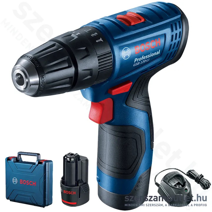 BOSCH GSB 120-LI Akkus ütvefúró-csavarozó kofferben (2x2,0Ah/12V)