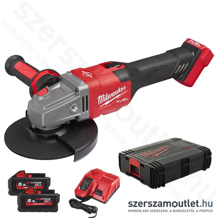 MILWAUKEE M18 FHSAG125XB-552X Akkus szénkefementes sarokcsiszoló HD kofferben (2x5,5Ah/18V)