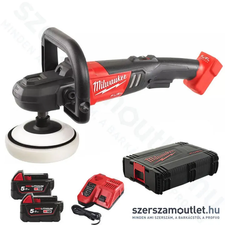 MILWAUKEE M18 FAP180-502X Akkus polírozó szénkefmentes, HD kofferben (2x5,0Ah/18V) (4933451550)