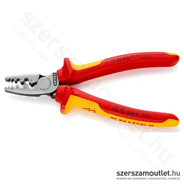 KNIPEX Érvéghüvely fogó SZIGETELT 180mm (97 78 180)