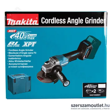 MAKITA GA013GM201 Akkus szénkefementes sarokcsiszoló 125mm, MAKPAC kofferben (2x4,0Ah/40V)