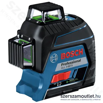 BOSCH GLL 3-80 G Vonallézer ZÖLD, kofferben (3x360°) (0601063Y00)