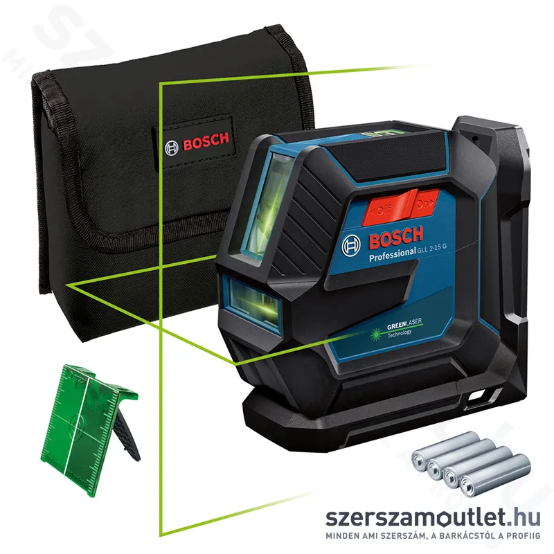 BOSCH GLL 2-15 G Keresztvonalas lézer ZÖLD (2 vonal/15m) (0601063W00)