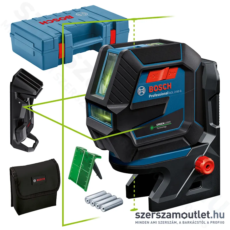 BOSCH GCL 2-50 G Vonal és pontlézer ZÖLD, kofferben (2 vonal /2 pont) (0601066M02)