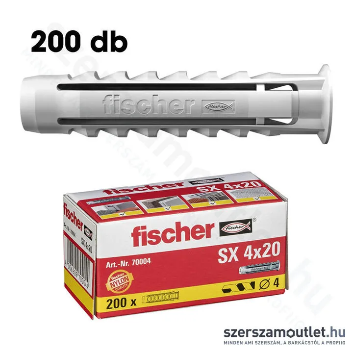 FISCHER SX Műanyag dübel 4x20mm peremmel [200db/doboz] (70004)