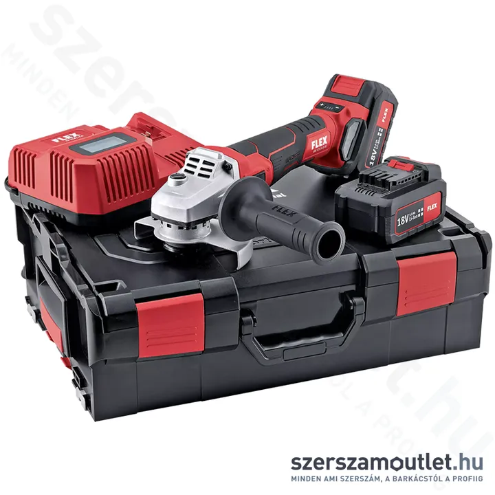 FLEX LBE 125 18.0-EC/5.0 Set Akkus sarokcsiszoló fordulatszabályzós, L-BOXX (2x5,0Ah/18V) (499.323)