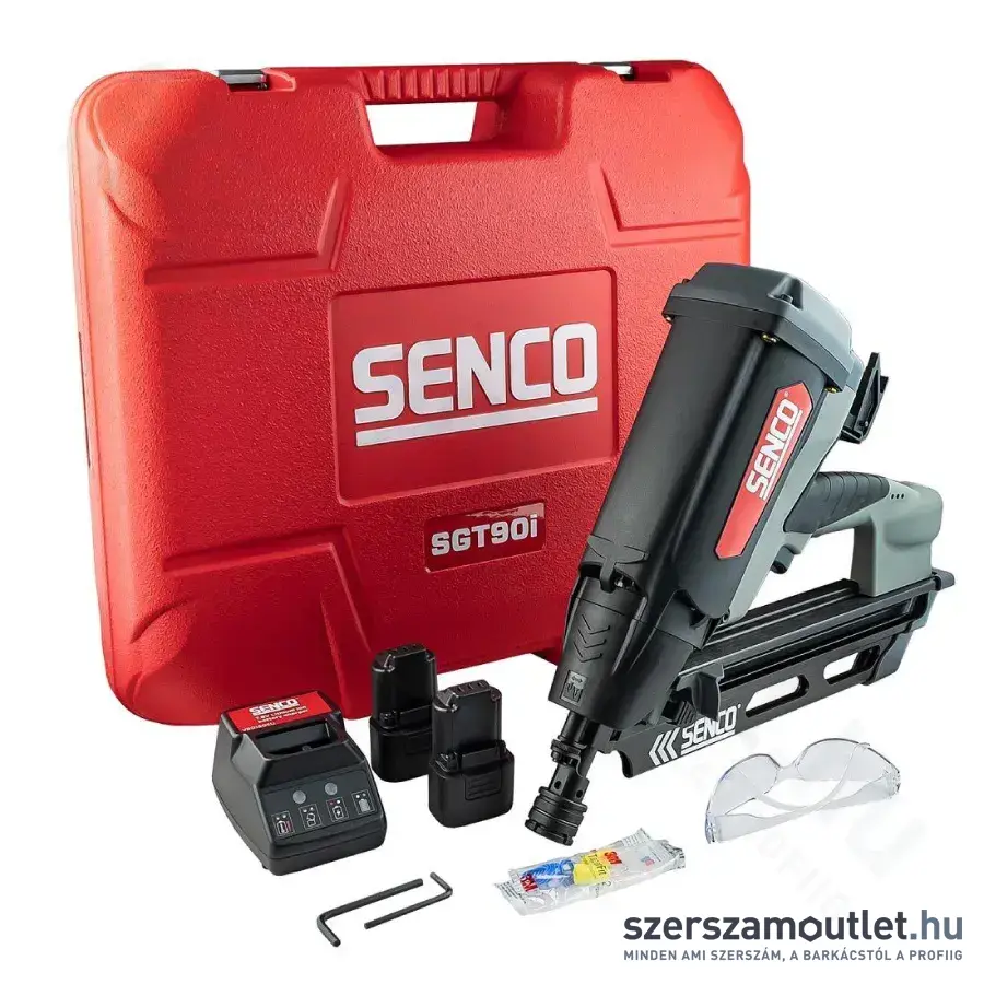 SENCO SGT90i Gázpatronos szegbelövő 50-90mm 34&#176; kofferben (7,2V/2&#215;2,5Ah) (4VS2001N)