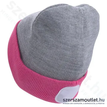 EXTOL Kötött sapka, kivehető LED homloklámpával 180lm (szürke/pink)