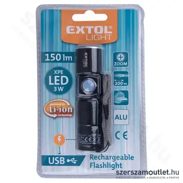 EXTOL LED lámpa, újratölthető Li-ion akkus 150lm