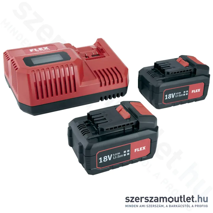 FLEX P-SET 55 R Akkumulátor csomag + töltő (2x5,0Ah/18V) (491.349)