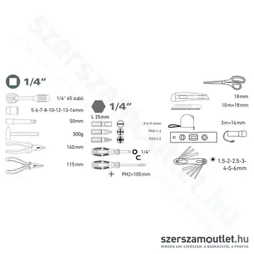 EXTOL Szerszámkészlet 47 részes
