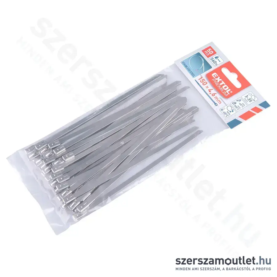 EXTOL Kábelkötegelő, rozsdamentes acél 4,6x150mm (50db)