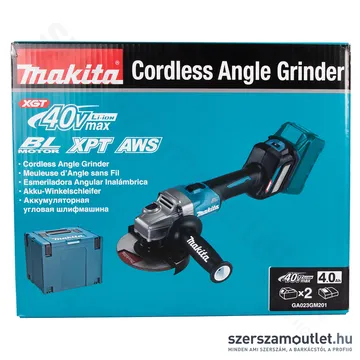 MAKITA GA023GM201 Akkus szénkefementes sarokcsiszoló (40V/125mm) (2x4,0Ah/40V)