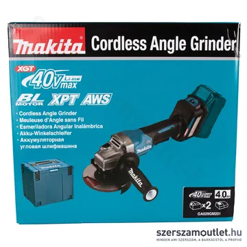 MAKITA GA029GM201 Akkus szénkefementes sarokcsiszoló+Fék (40V/125mm) (2x4,0Ah/40V)