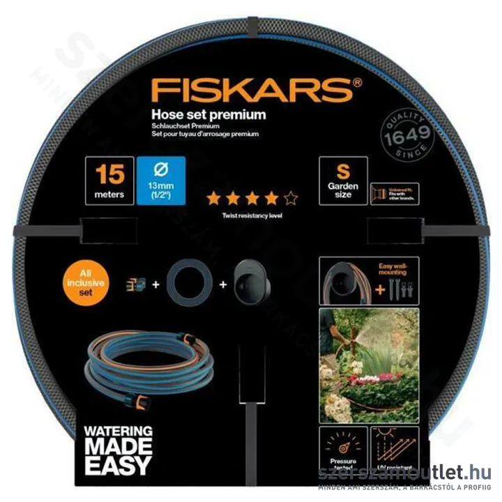 FISKARS COMFORT Locsolótömlő + tároló 13mm/15m (1/2